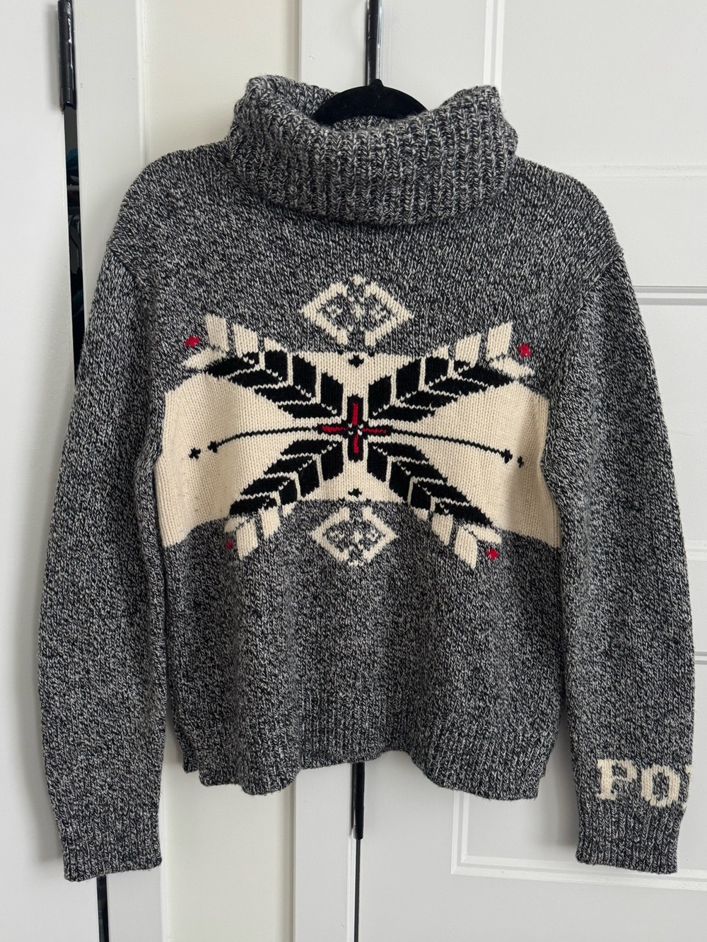 Polo Ralph Lauren Wool Cashmere Blend Snowflake Intarsia Turtleneck Sweater